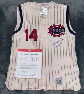 Pete Rose "Hit King #4256" Signed Authentic Original Mitchell & Ness Jersey PSA - Image 1 of 4