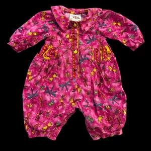 Vtg 90s Chicken Noodle San Francisco Pink Dragonfly Ladybug Bubble Jumper 18 M - Picture 1 of 6