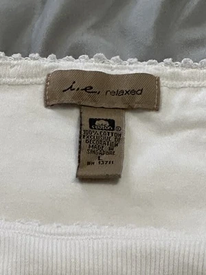 Camiseta sin mangas relajada I E con sujetador de estante talla grande blanco algodón elástico Foto 1 de 4