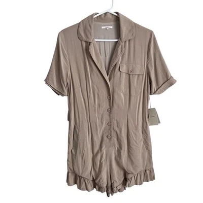 Tularosa Sienna Romper Ruffle Short Tan Neutral Beach Preppy Women Small NO BELT - Image 1 of 4