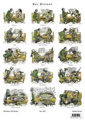 SCHOTT MUSIC Der Virtuos | Münchner Bilderbogen Nr. 465, Poster A3, Schott-Komponisten-Karte