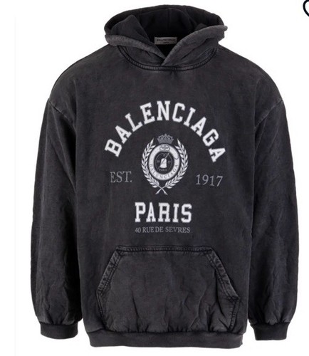 Felpa oversize con cappuccio Balenciaga stampa college Parigi x piccola nuova unisex