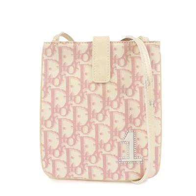 Auténtico Bolso de Hombro Christian Dior Trotter Girly Lona PVC Rosa Marfil Usado Envío Gratis Foto 1 de 4