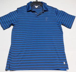 Ashworth Polo Shirt M Dark Blue/Blue Striped Short Sleeve Collared Regular - Picture 1 of 6