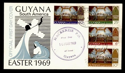 DR WHO 1969 ГАЯНА FDC ПАСХАЛЬНЫЙ КЭШ КОМБО M37703 - Изображение 1 из 2