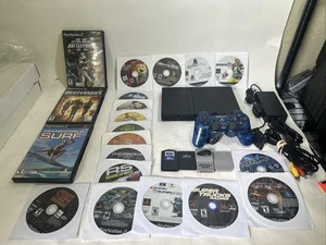 PS2 Slim Black Console SCPH-77001 Controller Memory 20 Games Tested Working - Picture 1 of 8