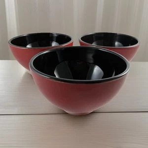 3 Crate & Barrel Red & Black Soup, Ice Cream Bowls 5 in. x 3 in. Portugal - Picture 1 of 10