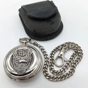 Orologio da tasca Franklin Harley Davidson Wings of Glory come nuovo e cassa in ecopelle - Foto 1 di 22