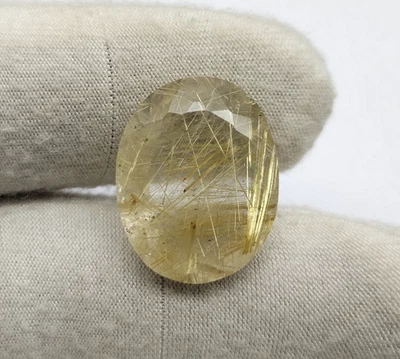 14.90 Ct Natural Golden Rutile Quartz Oval Cut Loose Gemstone Pendant Jewelry - Image 1 of 4