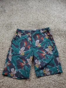 Rip Curl Boardwalk Shorts Mens 30 Blue Green Floral Tropical Swim Hybrid Surf - Picture 1 of 12