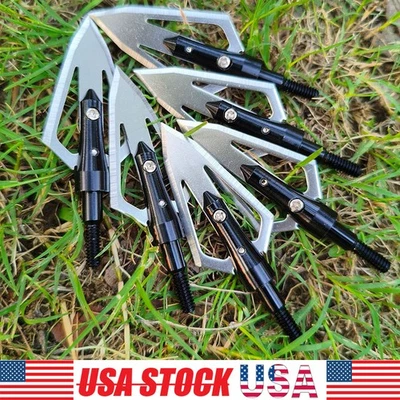 Archery 100 Grain Hunting Broadheads Arrowheads Arrow Heads Tips for Shooting