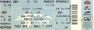 Pearl Jam - Peps Center Denver Colorado - Apr 1, 2003 Ticket Stub - Picture 1 of 2
