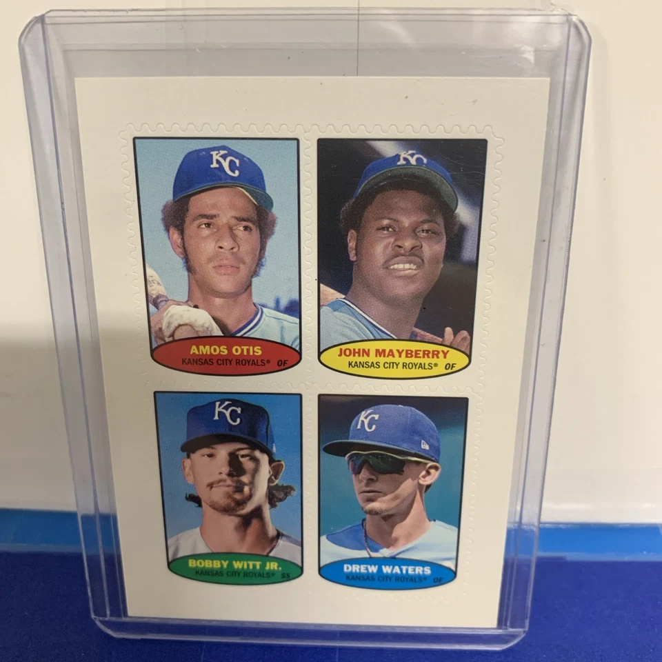 Estampilla 2023 Topps Heritage #74BS-57-60 Bobby Witt Jr., Waters, Otis - Royals 1974 Foto 1 de 1