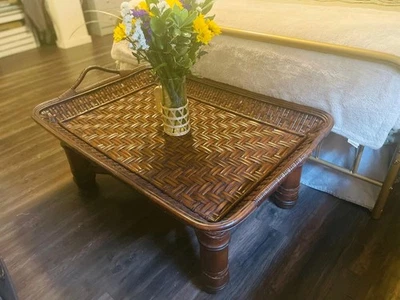 Ralph Lauren Polo Mimbre Y Bambú Bandeja Mesa 36”x24” Cóctel Foto 1 de 4