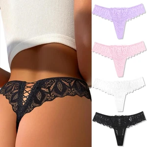 Panties for Women Lace Thongs Cross Back Tanga Sexy Cheeky Low Waist Bikinis Und - Picture 1 of 24