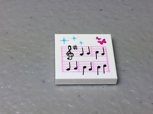 Neu LEGO weiß bedruckte Fliese 2x2 mit Musiknoten & Schmetterlingen-AUTHENTISCH LEGO  - Bild 1 von 3