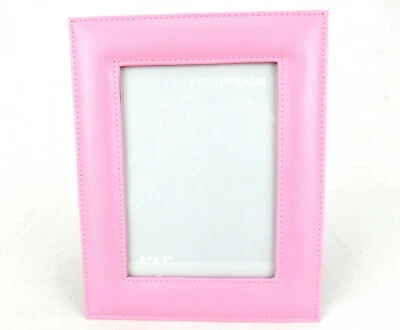 Marco de fotos de cuero sintético rosa de 5" x 7", respaldo de caballete, estante o exhibición de mesa, #PF73 Foto 1 de 4