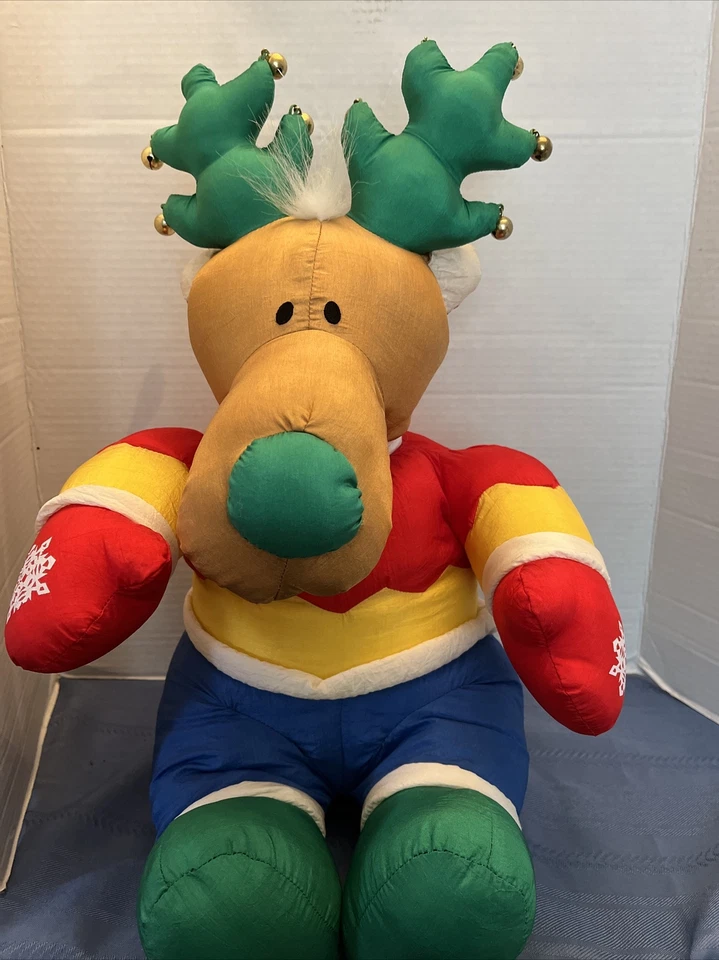 JUMBO NYLON CHRISTMAS REINDEER SATIN Puffalump Style PLUSH DOLL FIGURE TOY - Image 1 of 4