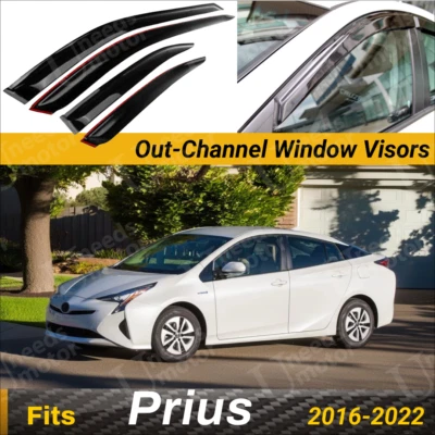 Paraseras de ventana fuera de canal para Toyota Prius 2016-22 deflectores laterales de ventilación solar de lluvia Foto 1 de 4