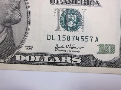 2003 $10 Uncirculated FRN #DL15874557 *Seq option available - Image 1 of 4