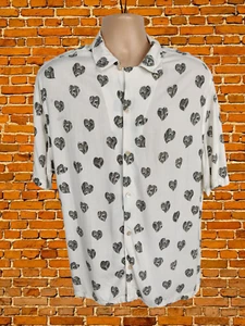 ALLSAINTS XLARGE CREAM SHIRT CASUAL SNAKEHEART SHORT SLEEVE BEACH SUMMER MENS XL - Picture 1 of 6