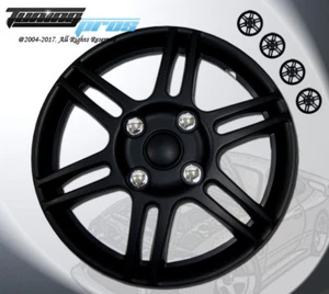 14" Inch Matte Black Hubcap Wheel Cover Rim Covers 4pc, Style Code 004 14 Inches - Picture 1 of 4