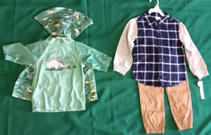 Lot of 2 Sets Boys Clothing UV Skinz Swimwear Tahari Shirt Pants Sets Size 6 NEW - Picture 1 of 10