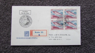 CHECLOSOVAKIA 1957 SCOTT 838 DIRECCIÓN REGISTRADA A EE. UU. FDC INT. AÑO GEOFÍSICO Foto 1 de 2