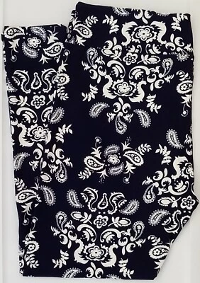 OS LuLaRoe One Size Leggings Cute Paisley Print on Dark Navy Blue NWT U66 - Image 1 of 4