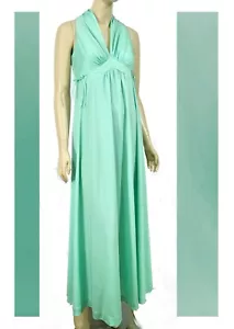 Maxi Vestido Vintage Años 70 Espuma de Mar Caramelo Como Nuevo Halter Imperio Fiesta Baile de graduación Griego S - Imagen 1 de 10