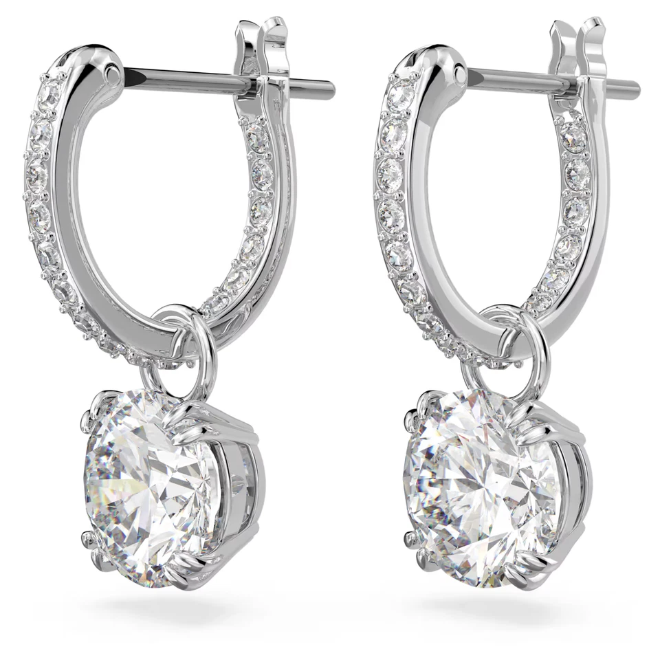Swarovski Stilla drop earrings Round cut White Rhodium plated 5636717