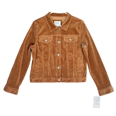 Chaqueta vaquera Mudd pana para mujer L marrón óxido cordón elástico boho camionero nueva con etiquetas Foto 1 de 4