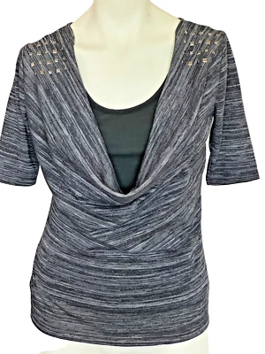 Бонго женщин уголь Cowlneck вязаный 2 изделия вид Топ с заклепками акценты размер M - Изображение 1 из 4