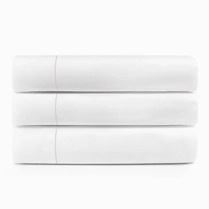 Cotton Rich White Percale Hotel Quality Fitted Bed Sheet Set of 3, 6, 12 - Picture 1 of 16