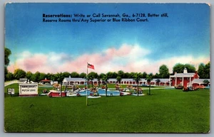 Postcard Savannah GA c1950s Howard Johnson's Motor Lodge Blue Ribbon US Route 17 - Picture 1 of 2