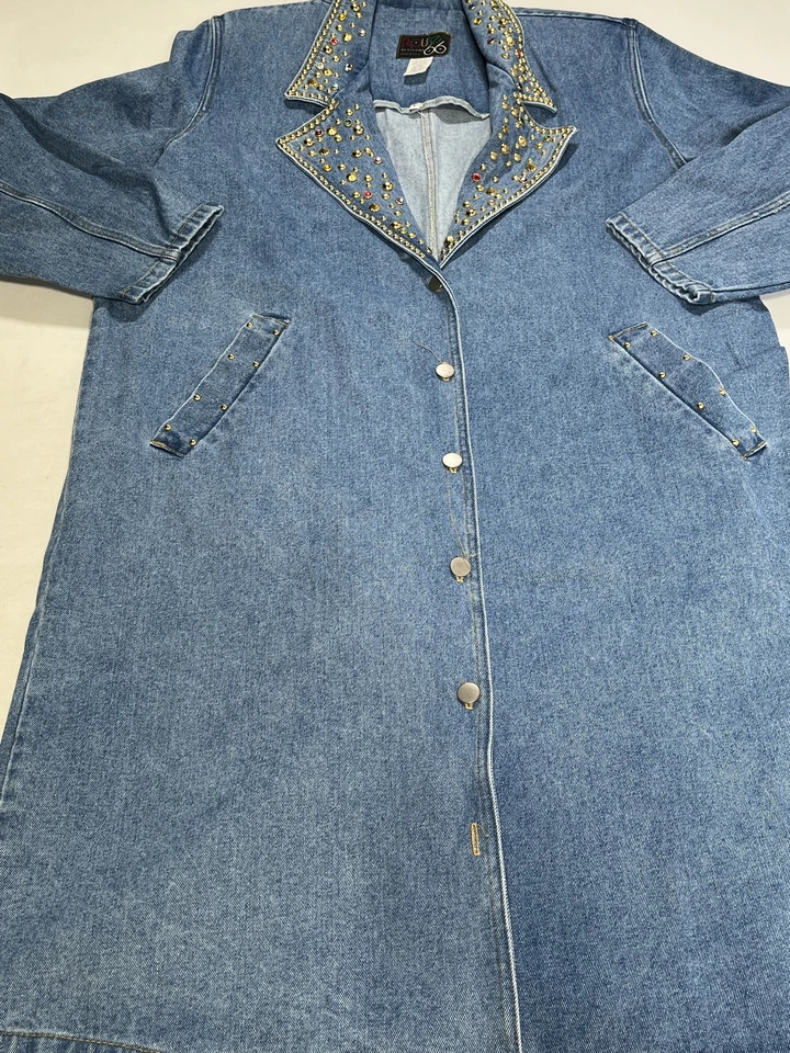 Chaqueta vaquera larga azul vintage Route 66 para mujer talla grande L NUEVA Foto 1 de 3
