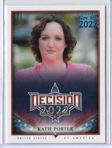 2022 DECISION KATIE HILL ICE BLUE FOIL CARD #154 ~ 1/1 MASTERPIECE ELECTION DAY - Picture 1 of 2