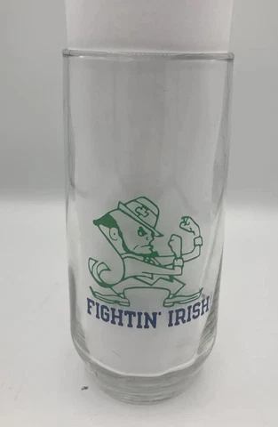 University Of Notre Dame Fighting Irish Glass with Leprechaun approximately 6 in Cover