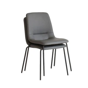 Levede Stackable Dining Chairs Kitchen Lounge Chair PU Leather Grey Set of 4 - Picture 1 of 11