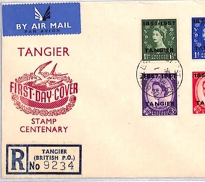 Morocco TANGIER Overprint GB First Day Cover 1957 Centenary ILLUSTRATED FDC YO41 - Picture 1 of 12