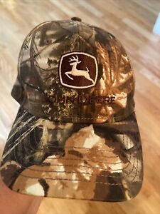 John Deer Camo Hat Baseball Cap Adjustable Brown Embroidered Logo