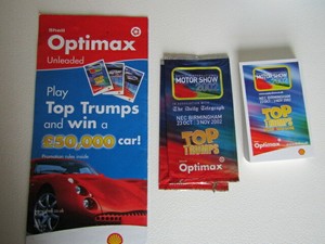 Shell - Optimax  ~ Top Trumps Motorshow 2002 2004 2005 Trade Card Variants (e22)