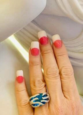 Vivid Modern 23.03 Carat Swiss Blue Topaz & Cubic Zirconia Custom Cocktail Ring - Image 1 of 4