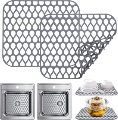 2 Stück Spülbeckenmatte Silikon Große 35 x 30 cm Spülmatte Spülbecken Matte - Bild 1 von 4