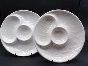 2 Platos Divididos De Colección California Pottery Aperitivo Condimento 7.75" Repujado A25 - Imagen 1 de 10