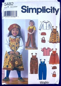 Toddlers Blouse Jumper Overall Hat Purse Pattern Simplicity 5482 Size 1/2-4  - Picture 1 of 2