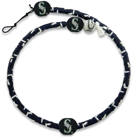 Seattle Mariners Color Frozen Rope Baseball Necklace [NEW] MLB Jewelry Leather Cover