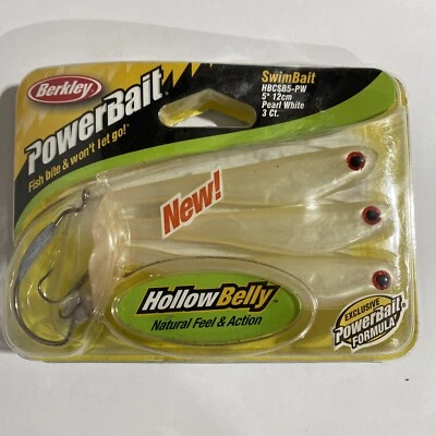 BERKLEY POWERBAIT Kit de cebo de natación de vientre hueco plataforma cola de paleta 5" 3ct - BLANCO PERLA Foto 1 de 2