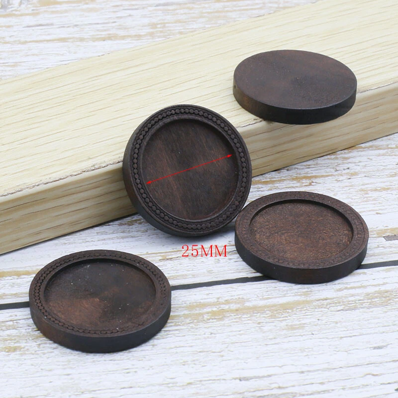 20PCS Fit 25mm Cabochon Wooden Blank Trays Base Settings DIY Jewelry Accessories - Image 1 of 1