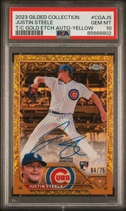 2023 Gilded Collection Justin Steele T/C Gold Etch Auto Yellow RC /75 PSA 10🐻 - Picture 1 of 5